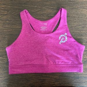 Peloton Small Heather Pink Lattice Back Sports Bra